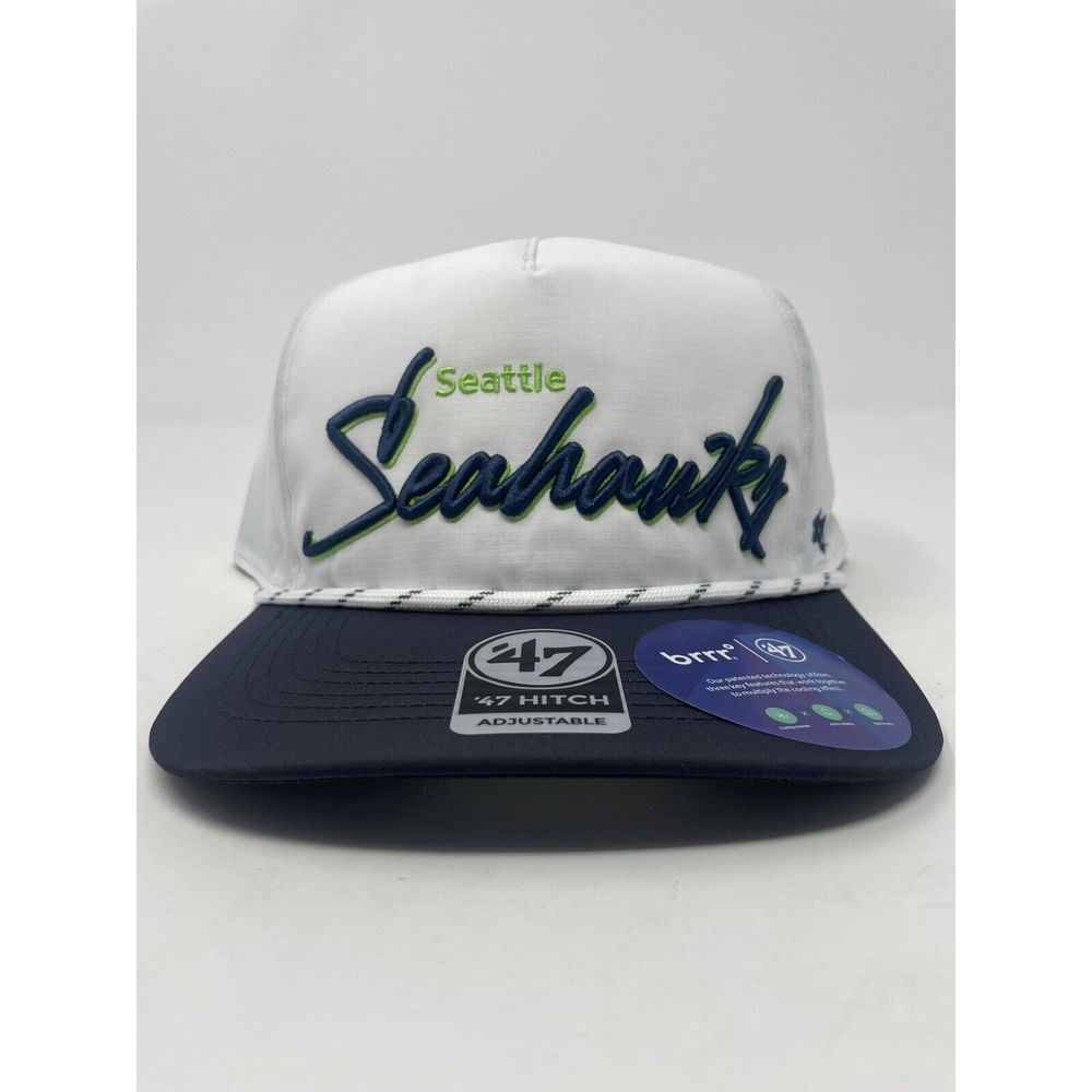 '47‎ Seattle Seahawks Snapback Hat Cap Hitch White Adjustable NFL Mens Brand New